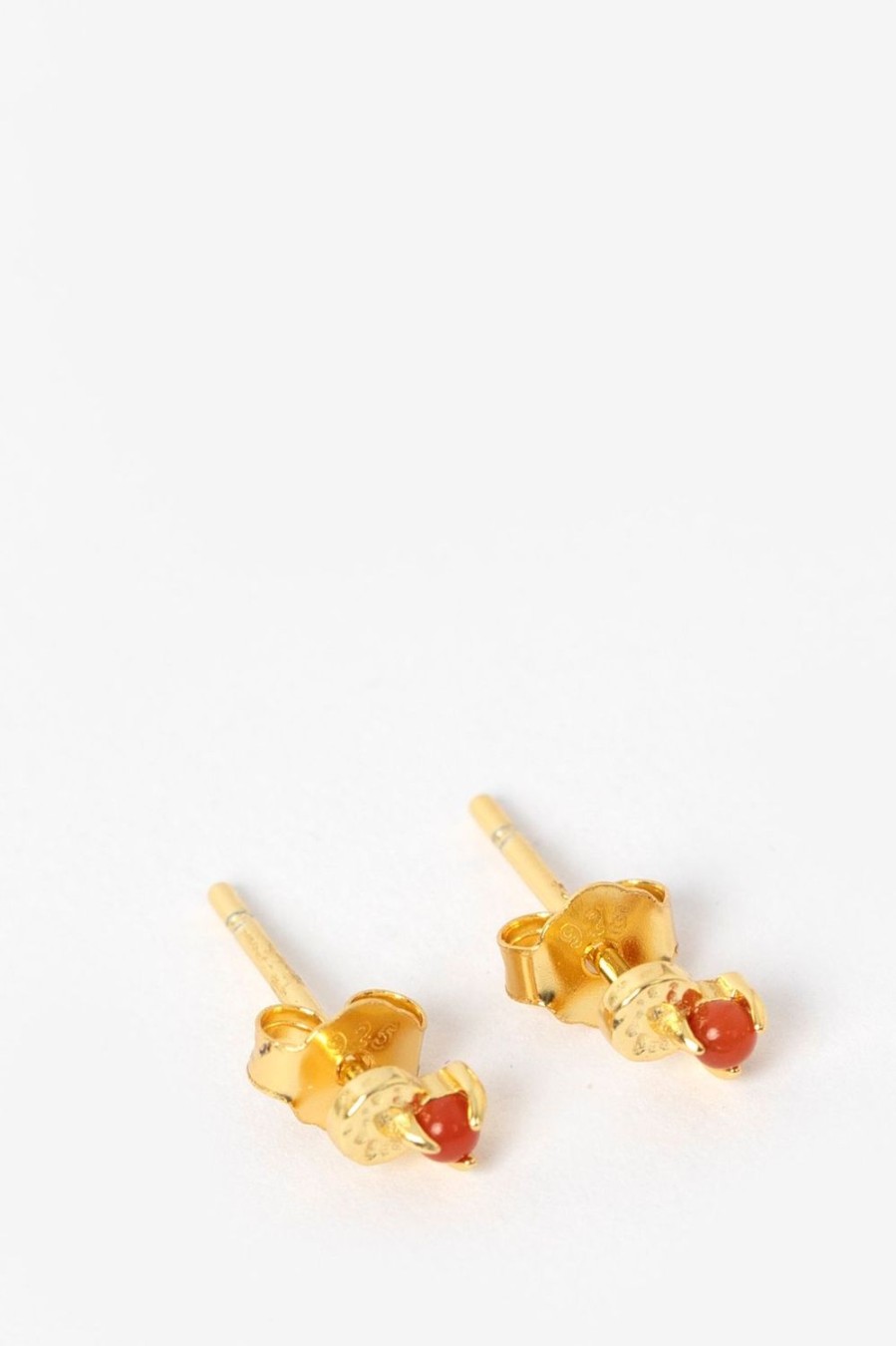 Sissy-Boy Sieraden | Gold Plated Stud Oorbellen Met Rood Steentje