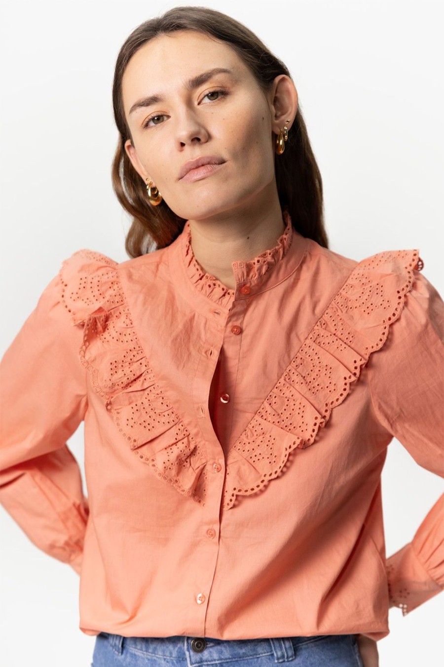 Sissy-Boy Blouses | Poplin Blouse Met Broderie Anglaise