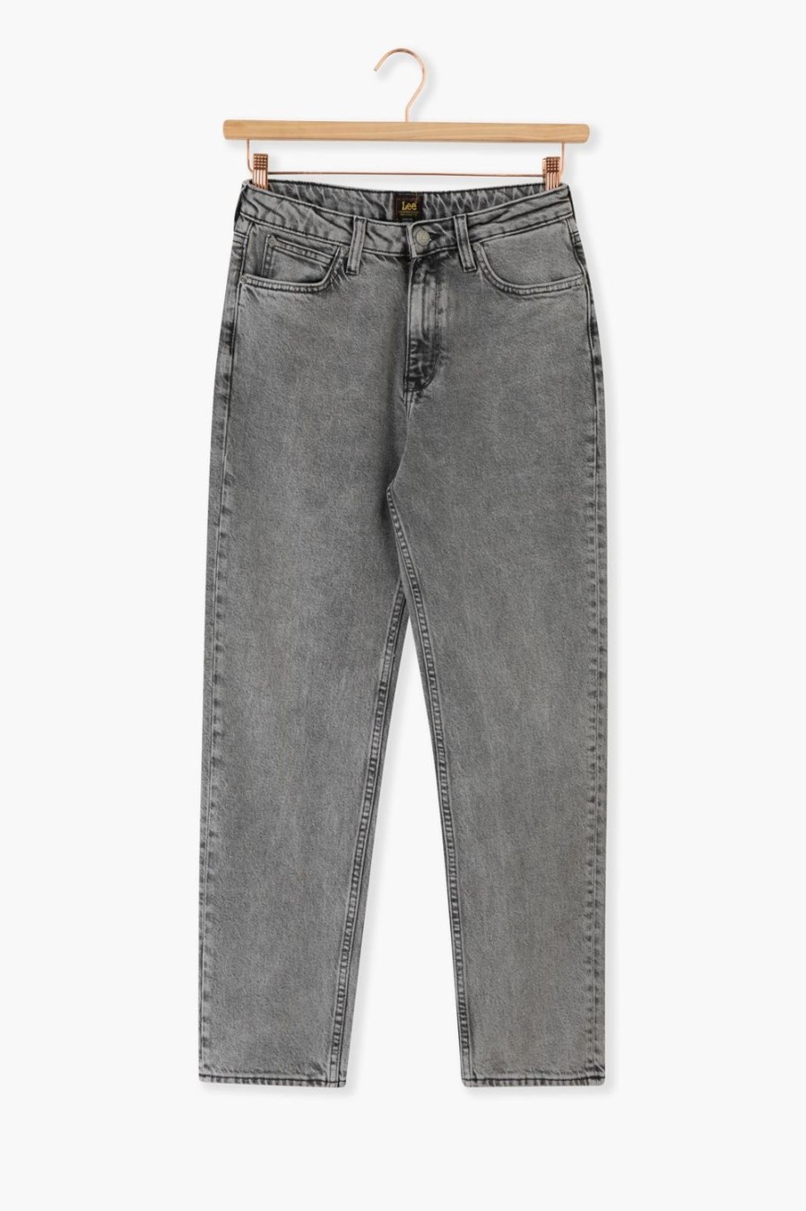 LEE Broeken | Lee Carol Donkergrijze High Waist Straight Jeans