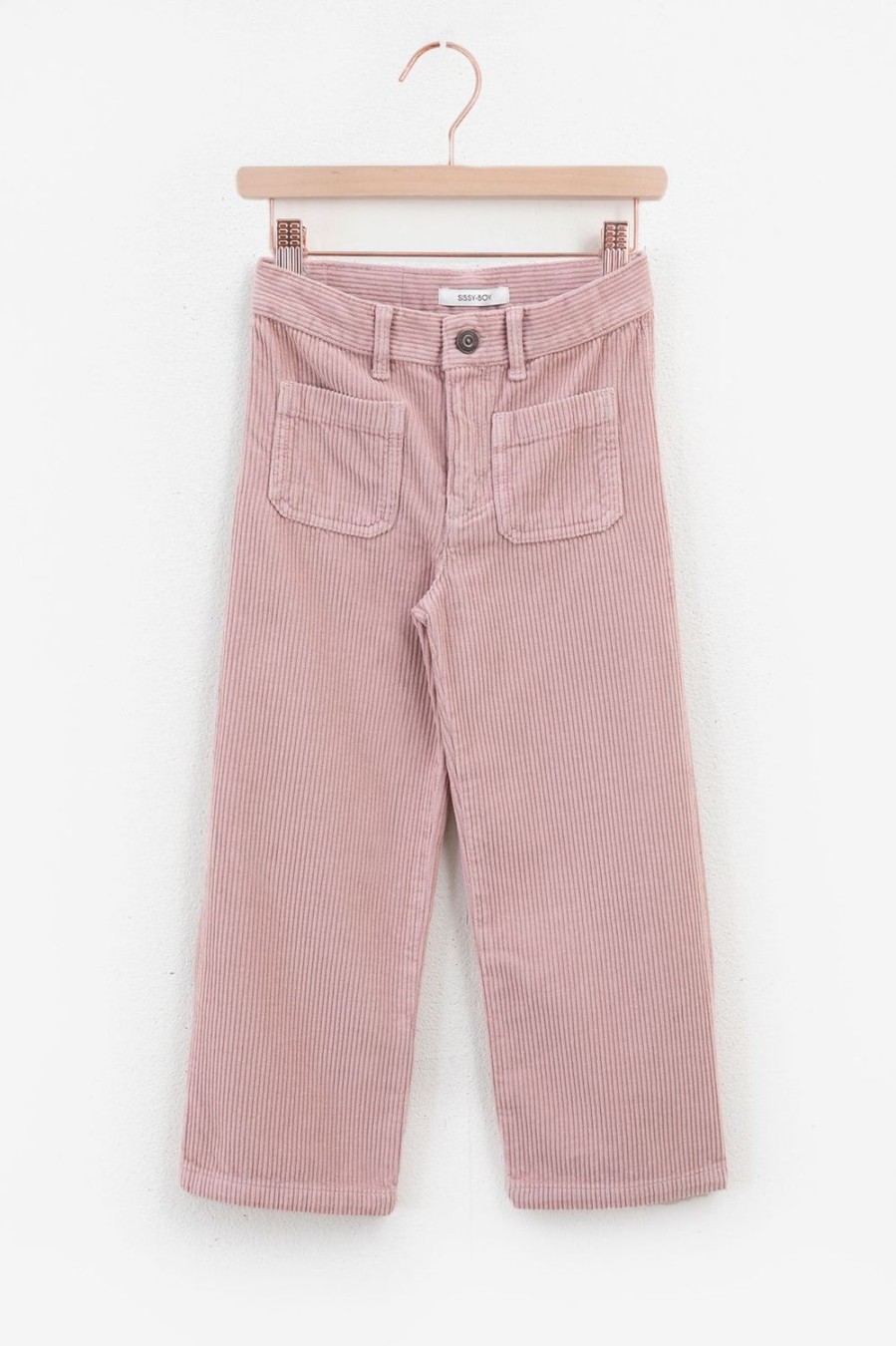 Sissy-Boy Broeken | Vergrijsd Roze Ribcord Culotte Met Patch Pockets