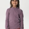 Sissy-Boy T-Shirts En Tops | Donkerpaars Ajour Longsleeve T-Shirt Met Ruffles