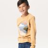 Sissy-Boy T-Shirts En Polo'S | Lichtbruin Longsleeve T-Shirt Met Landschap Print