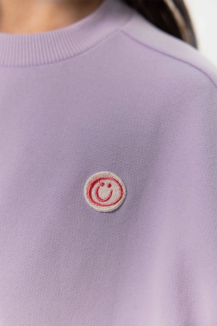 Sissy-Boy Truien En Vesten | Lavendel Oversized Sweater Met Ruffles En Smiley Patch