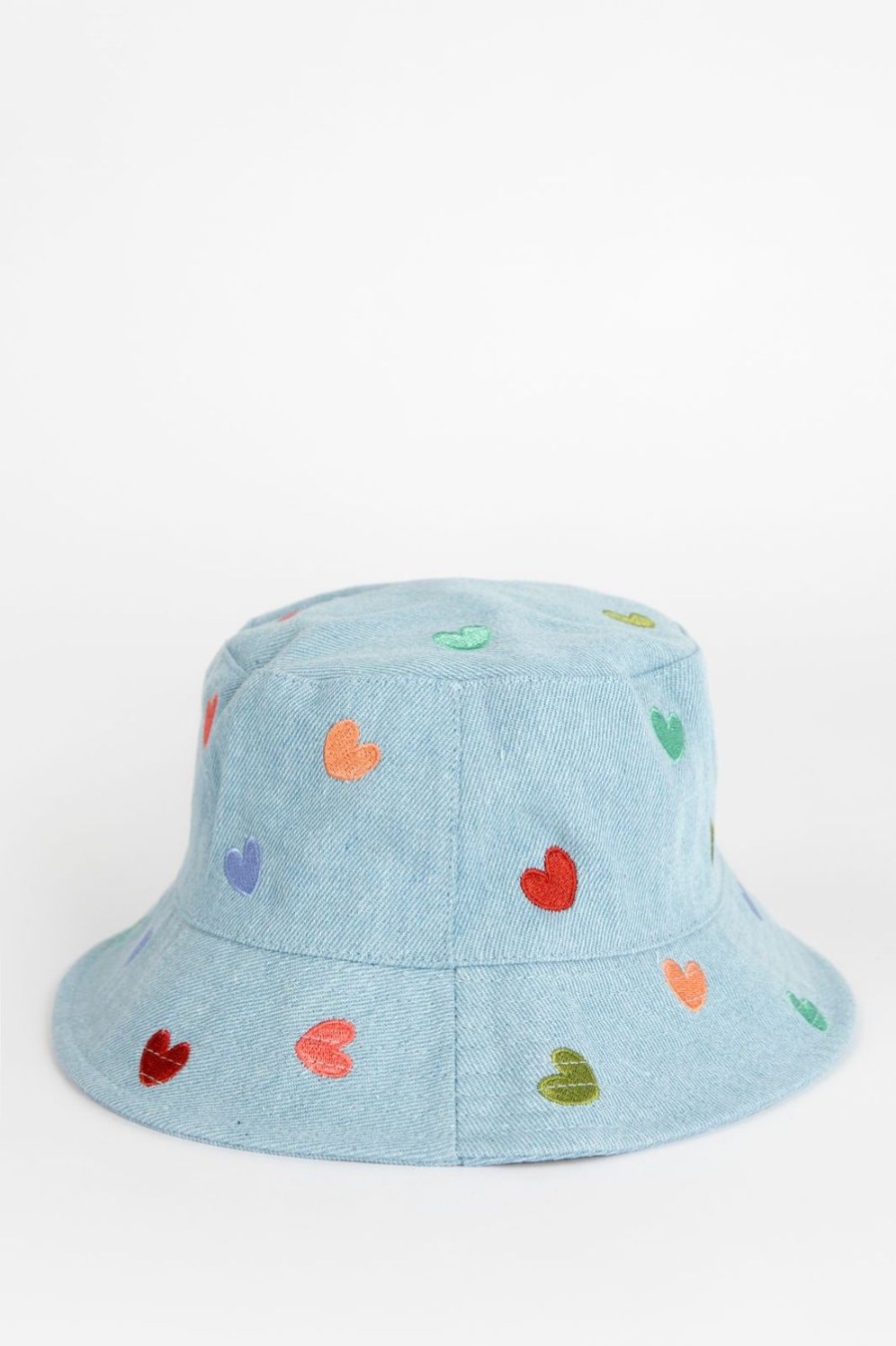 Sissy-Boy Accessoires | Denim Bucket Hat Met Hartjes Embroidery