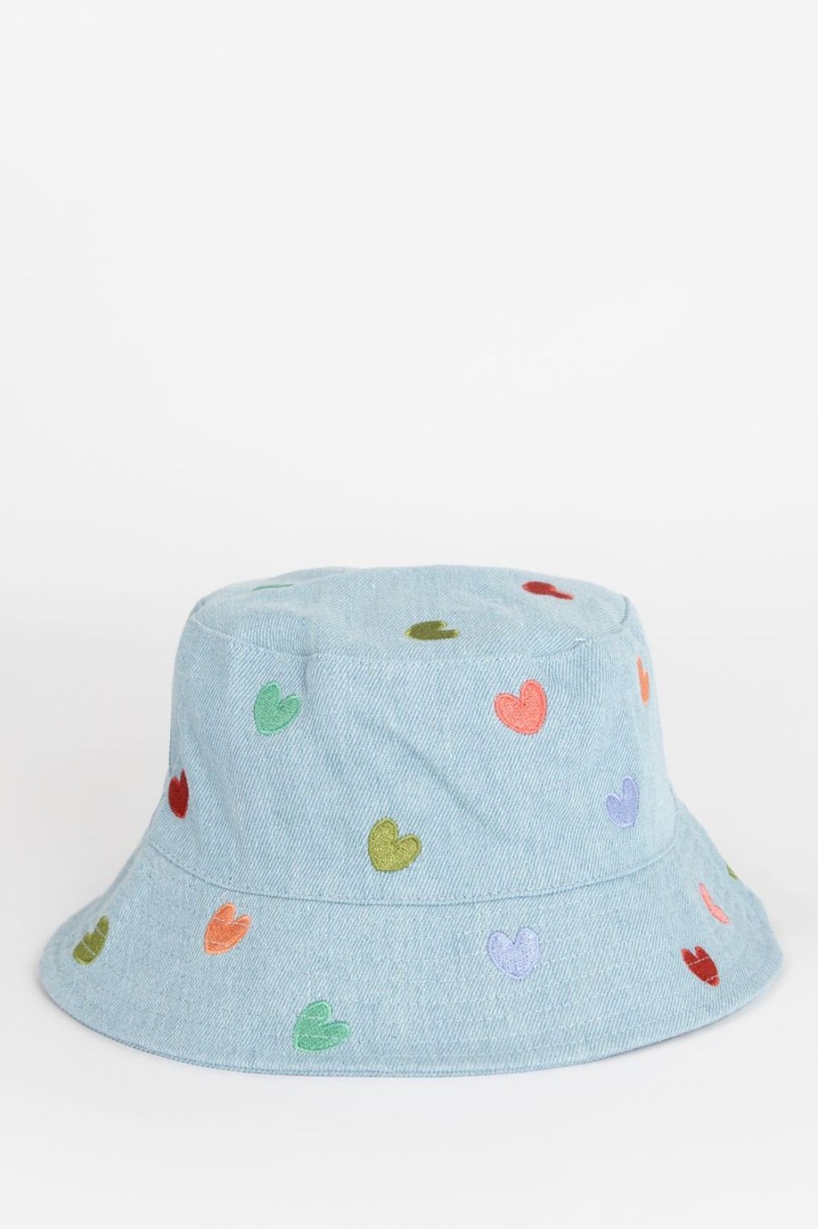 Sissy-Boy Accessoires | Denim Bucket Hat Met Hartjes Embroidery