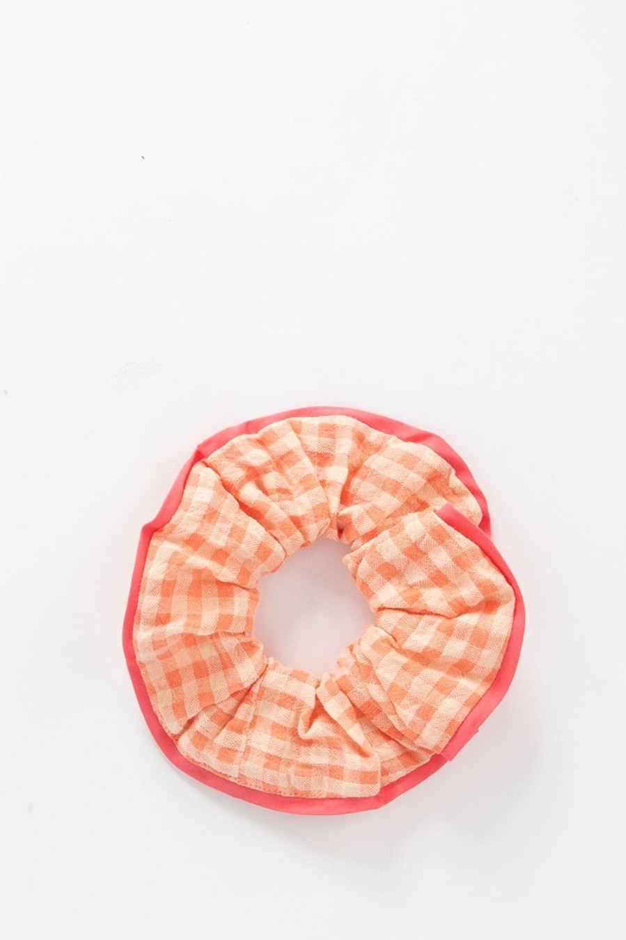 Sissy-Boy Accessoires | Oranje Geruite Seersucker Scrunchie