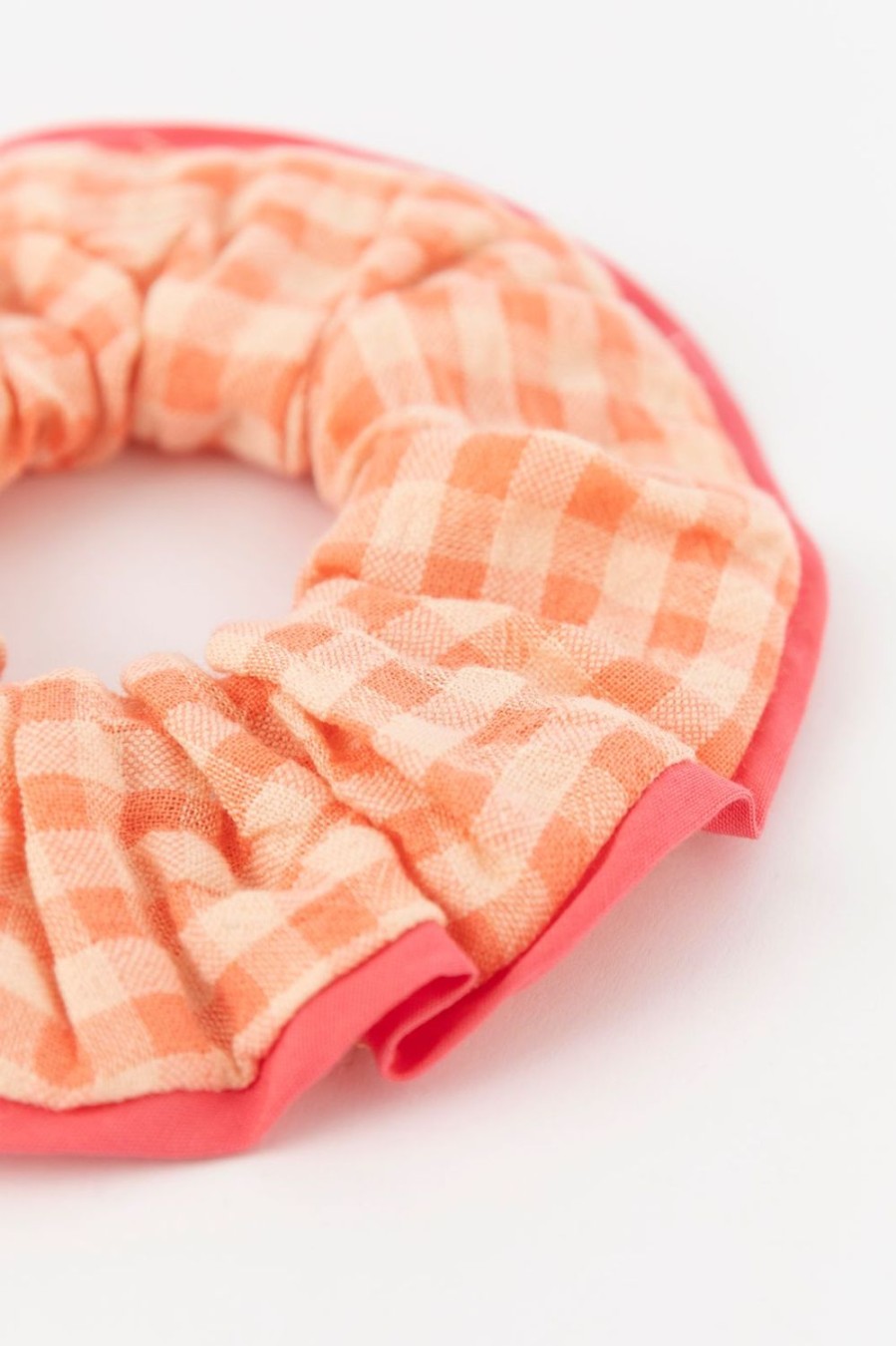 Sissy-Boy Accessoires | Oranje Geruite Seersucker Scrunchie