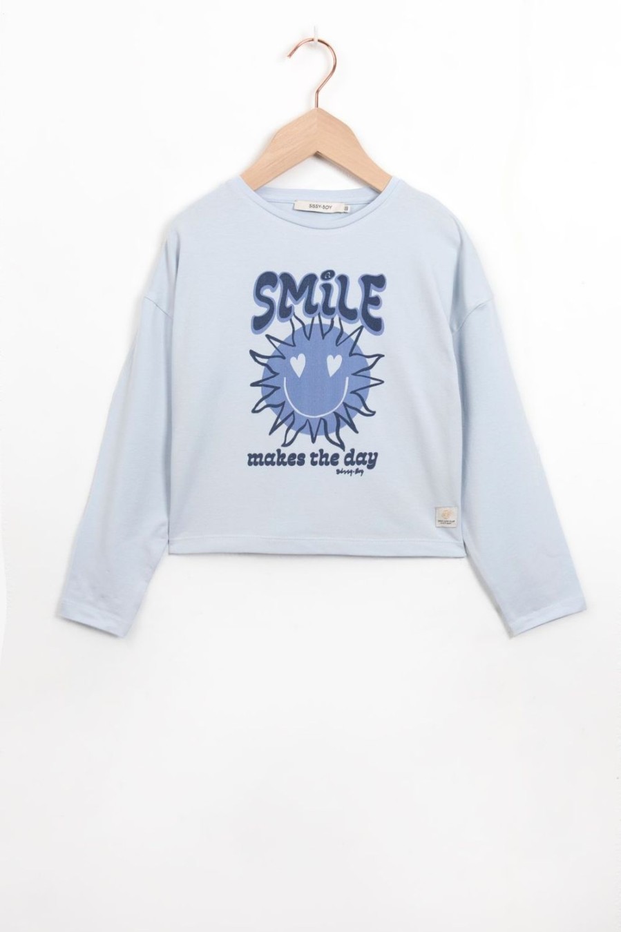 Sissy-Boy T-Shirts En Tops | Lichtblauw Longsleeve T-Shirt Met Print