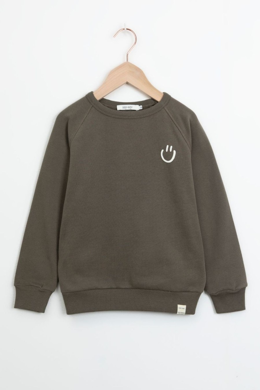 Sissy-Boy Truien En Vesten | Donkergroene Raglan Sweater Met Smiley Print