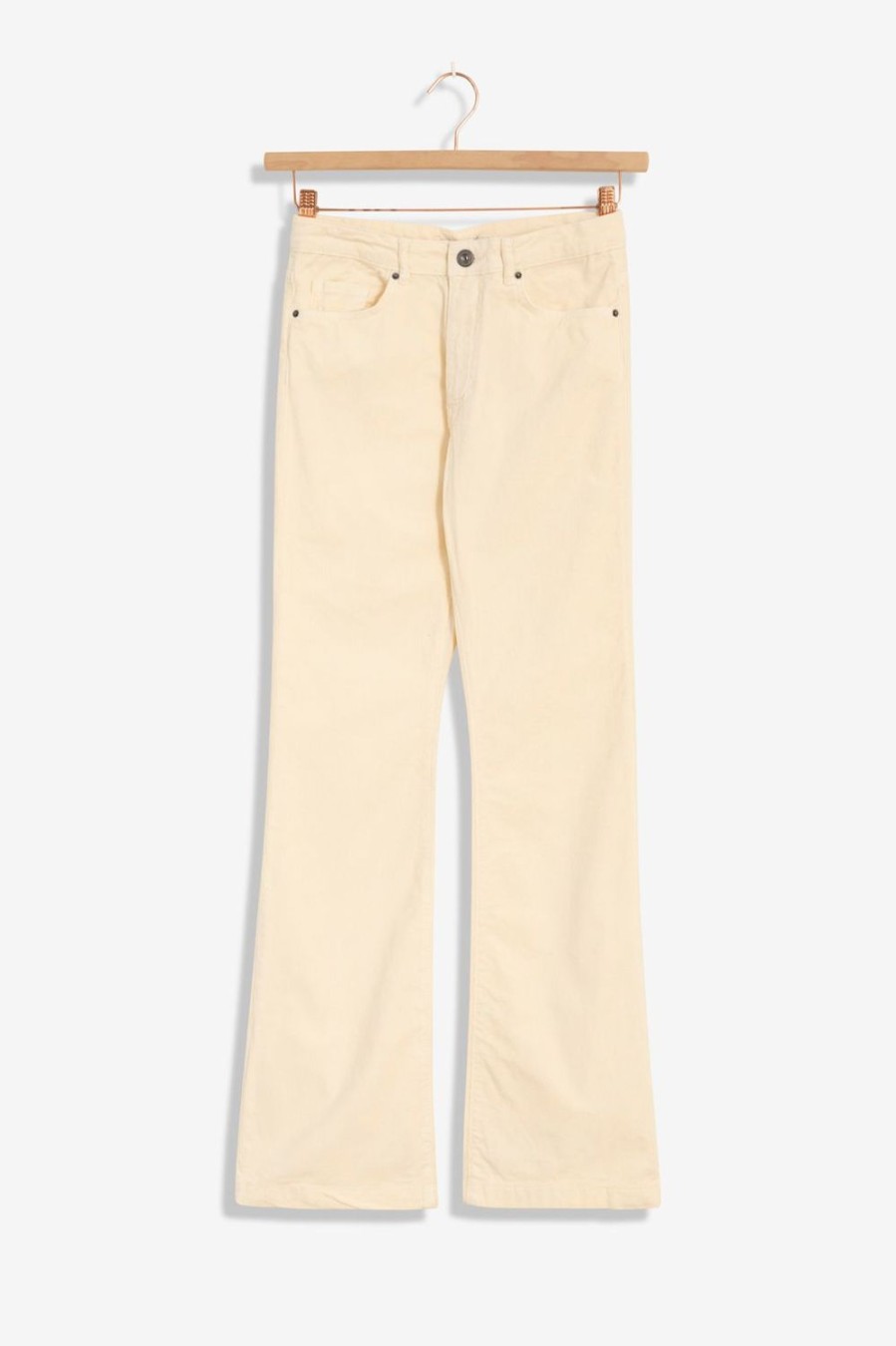 Sissy-Boy Broeken | Off White Corduroy Flared Broek