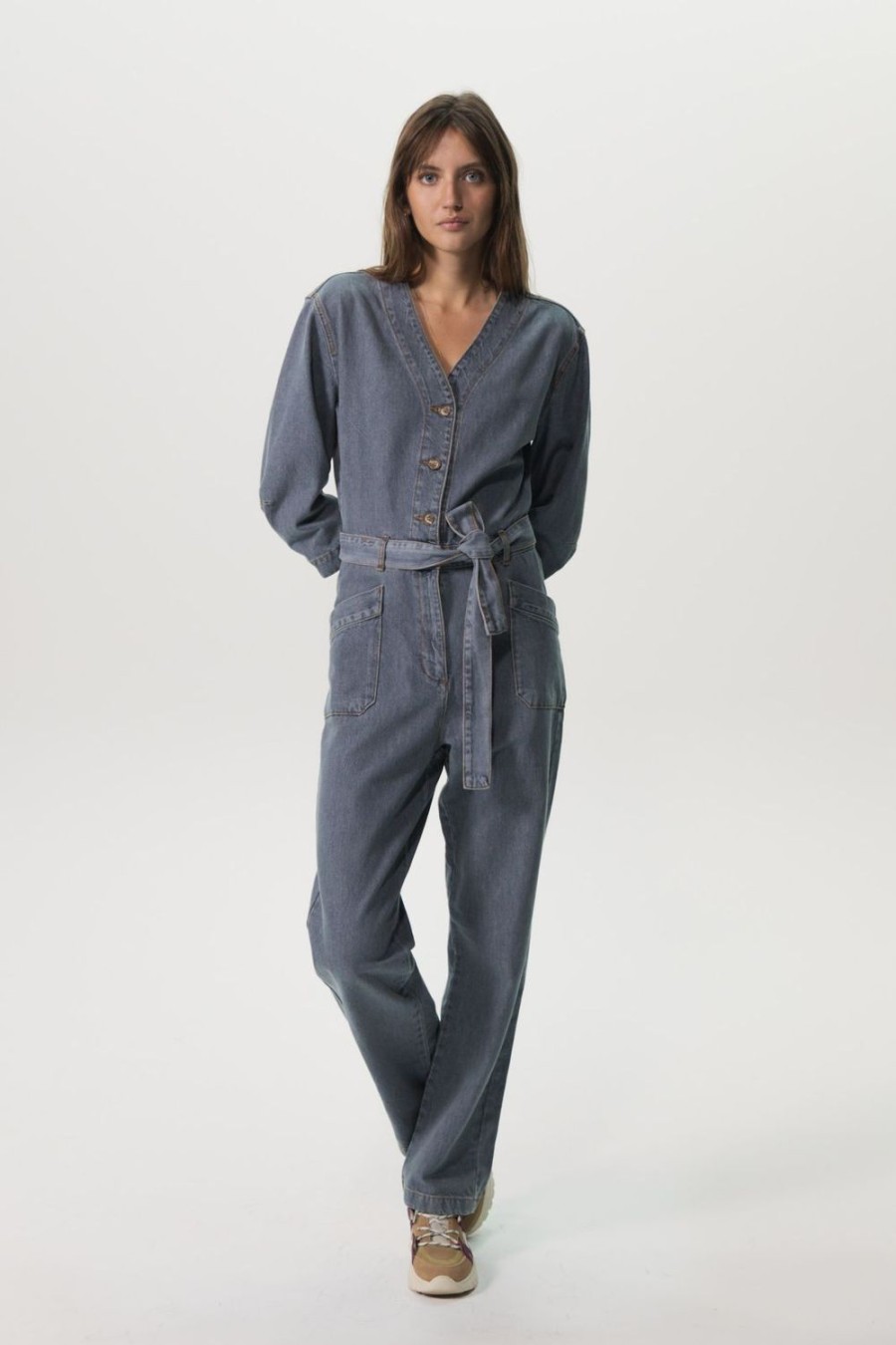 Sissy-Boy Broeken | Grijze Washed Denim Jumpsuit