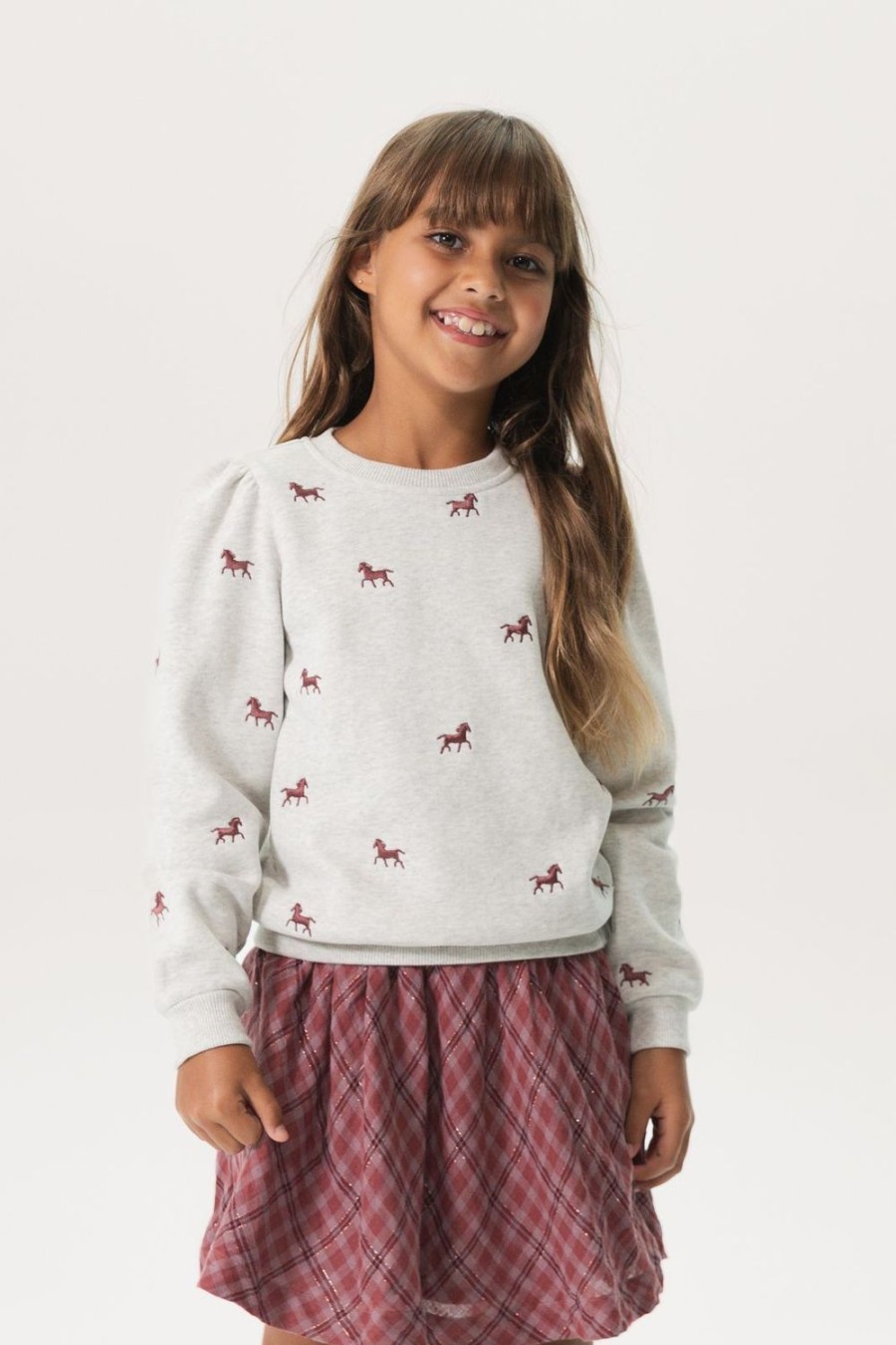 Sissy-Boy Truien En Vesten | Lichtgrijze Sweater Met Geborduurde Paardenprint