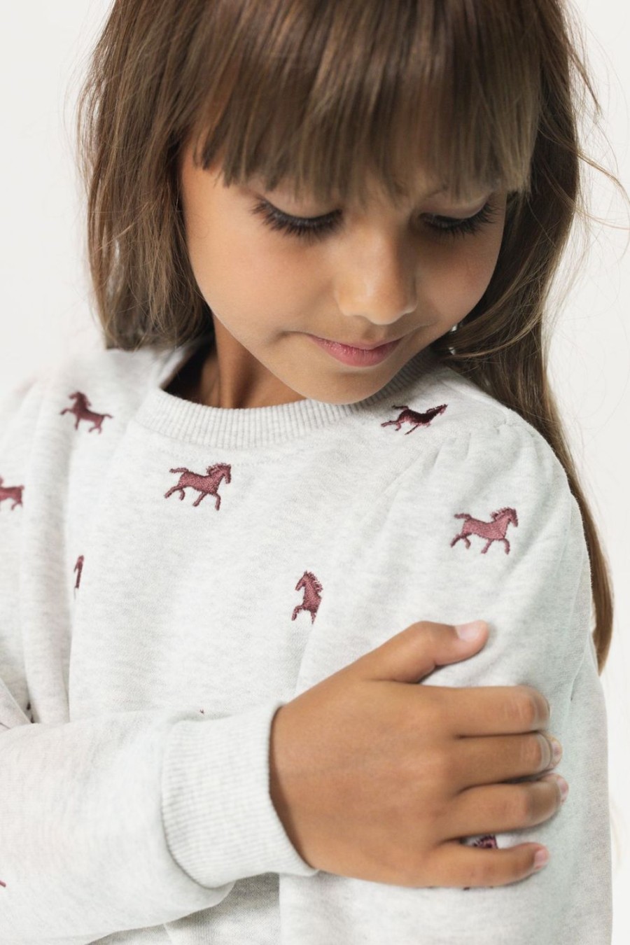 Sissy-Boy Truien En Vesten | Lichtgrijze Sweater Met Geborduurde Paardenprint