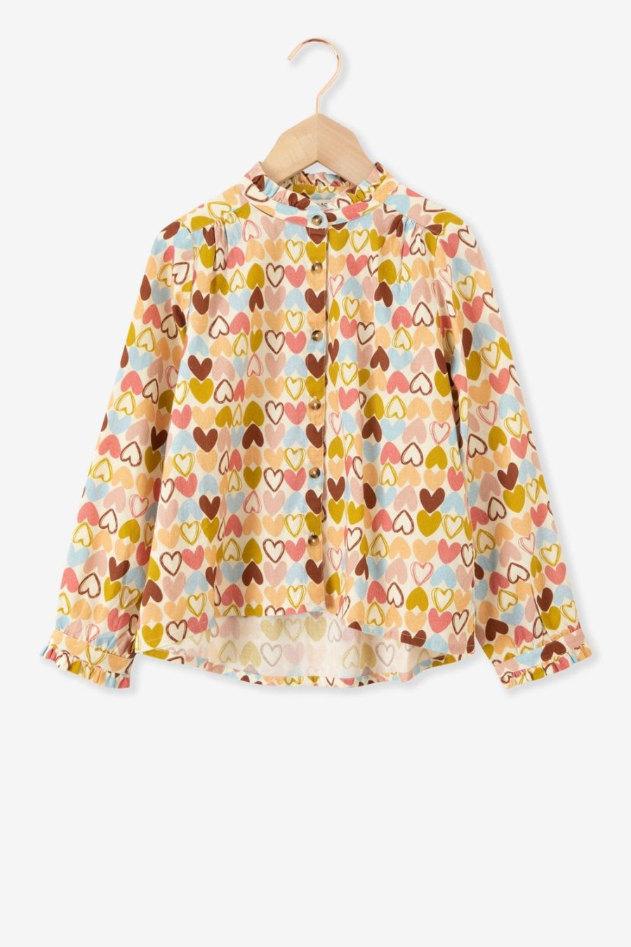 Sissy-Boy Blouses | Blouse Met Multicolour Hartjesprint En Ruffle Details