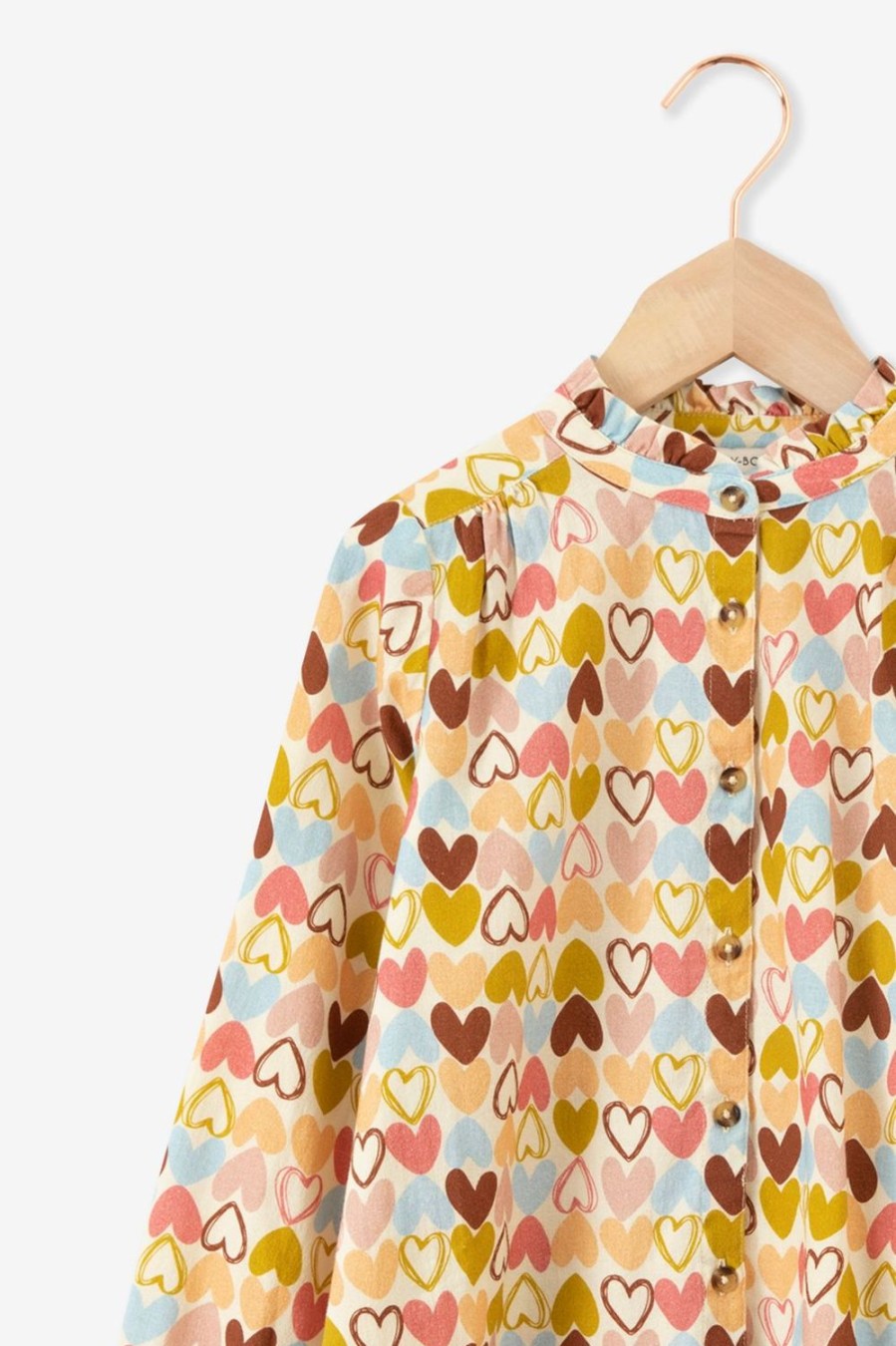 Sissy-Boy Blouses | Blouse Met Multicolour Hartjesprint En Ruffle Details