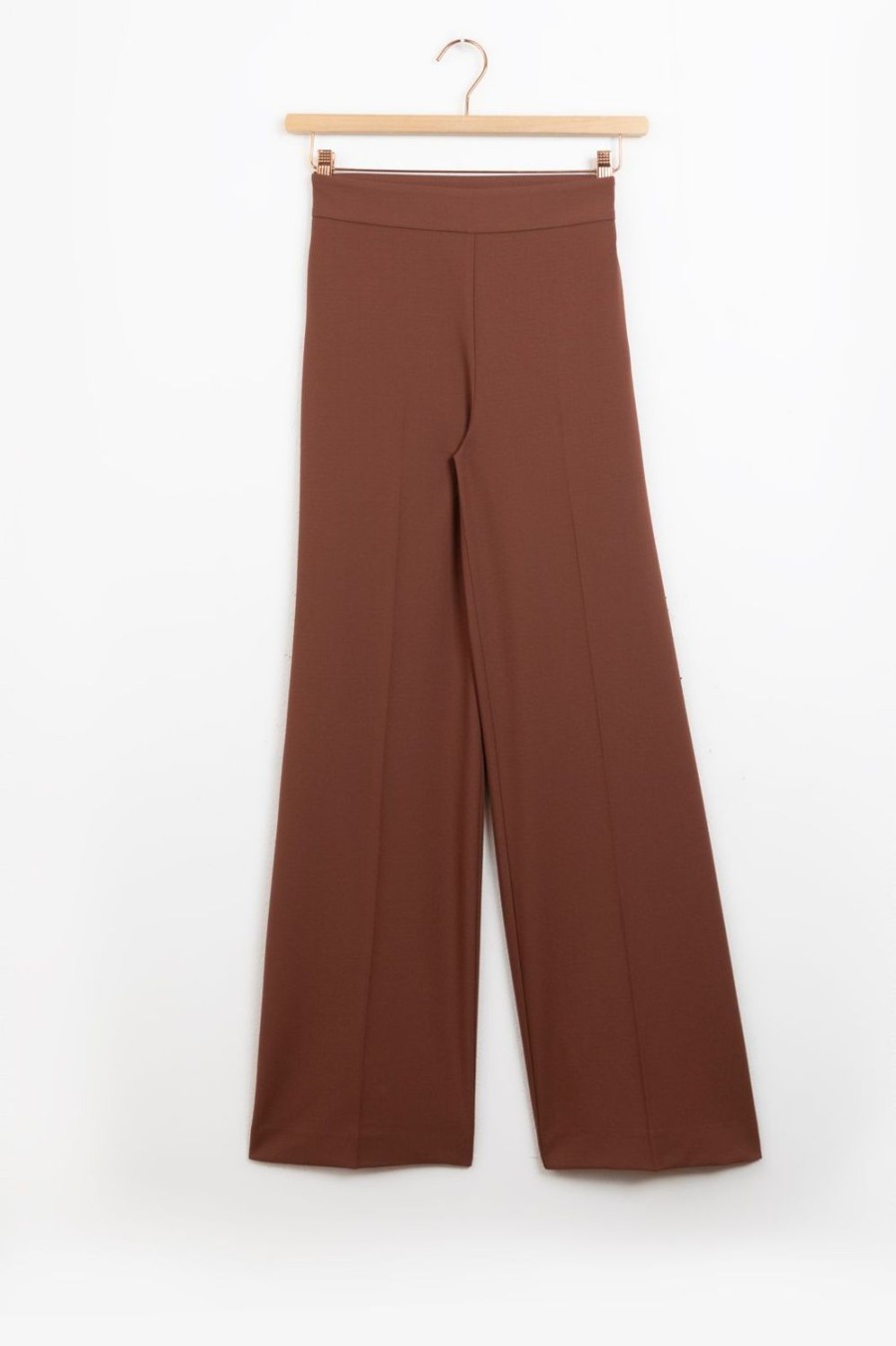 Sissy-Boy Broeken | Bruine Wide Leg Pantalon Met Rits