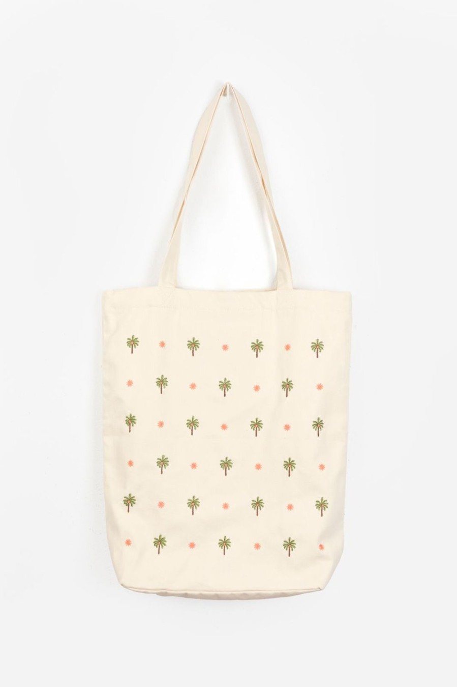 Sissy-Boy Tassen | Off-White Canvas Shopper Met Palmboom Embroidery