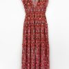 Sissy-Boy Jurken | Donkerrode Maxi Jurk Met Ikat Print