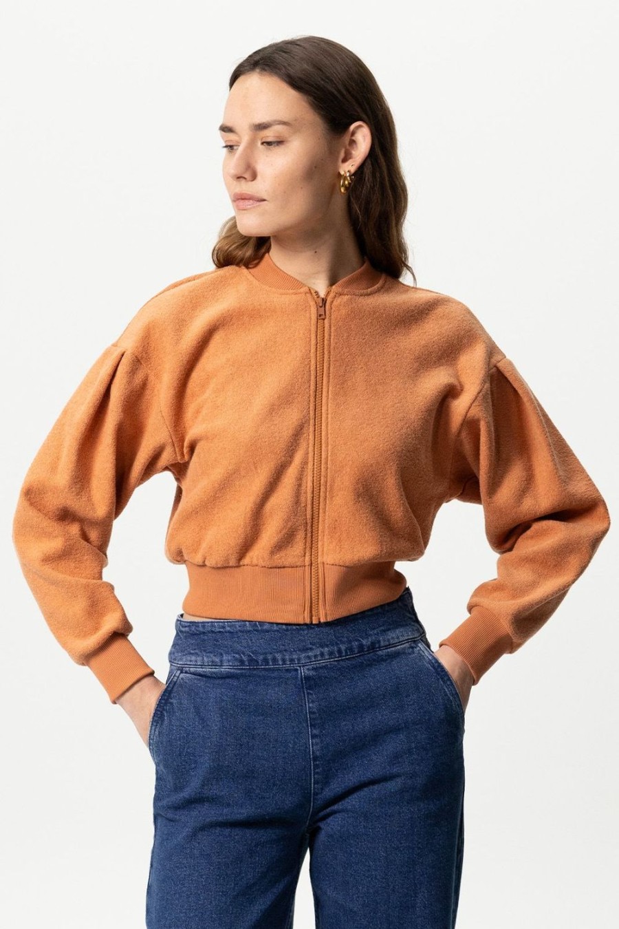 Sissy-Boy Truien En Vesten | Roest Oranje Sweat Jasje Met Rits