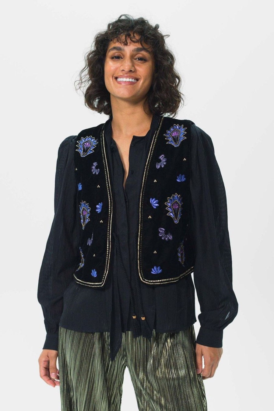 Sissy-Boy Blazers, Jasjes & Gilets | Velvet Gilet Met Embroidery Details