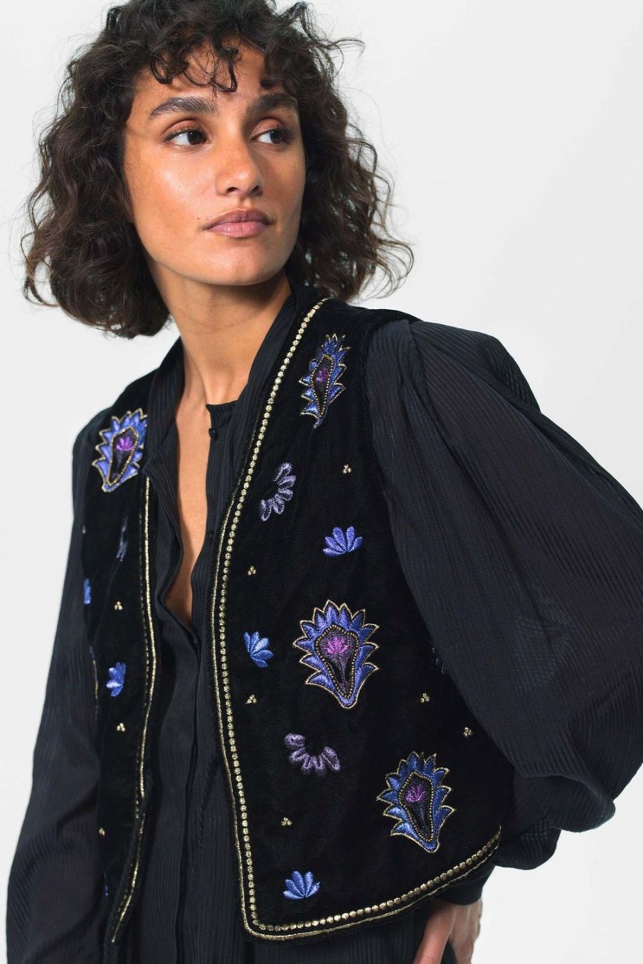 Sissy-Boy Blazers, Jasjes & Gilets | Velvet Gilet Met Embroidery Details