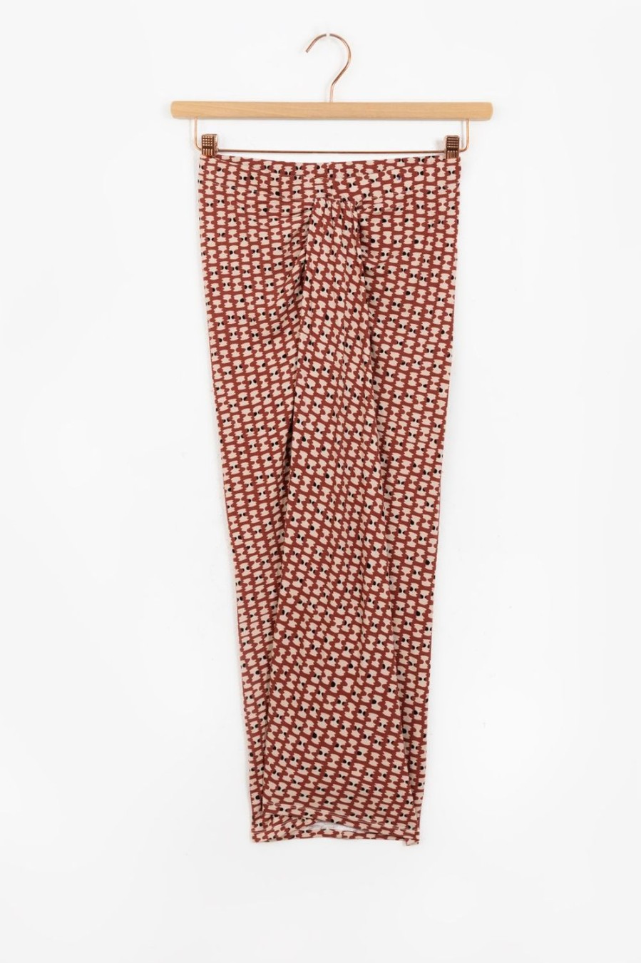 Sissy-Boy Rokken | Terracotta Midi Rok Met Print En Knoopdetail