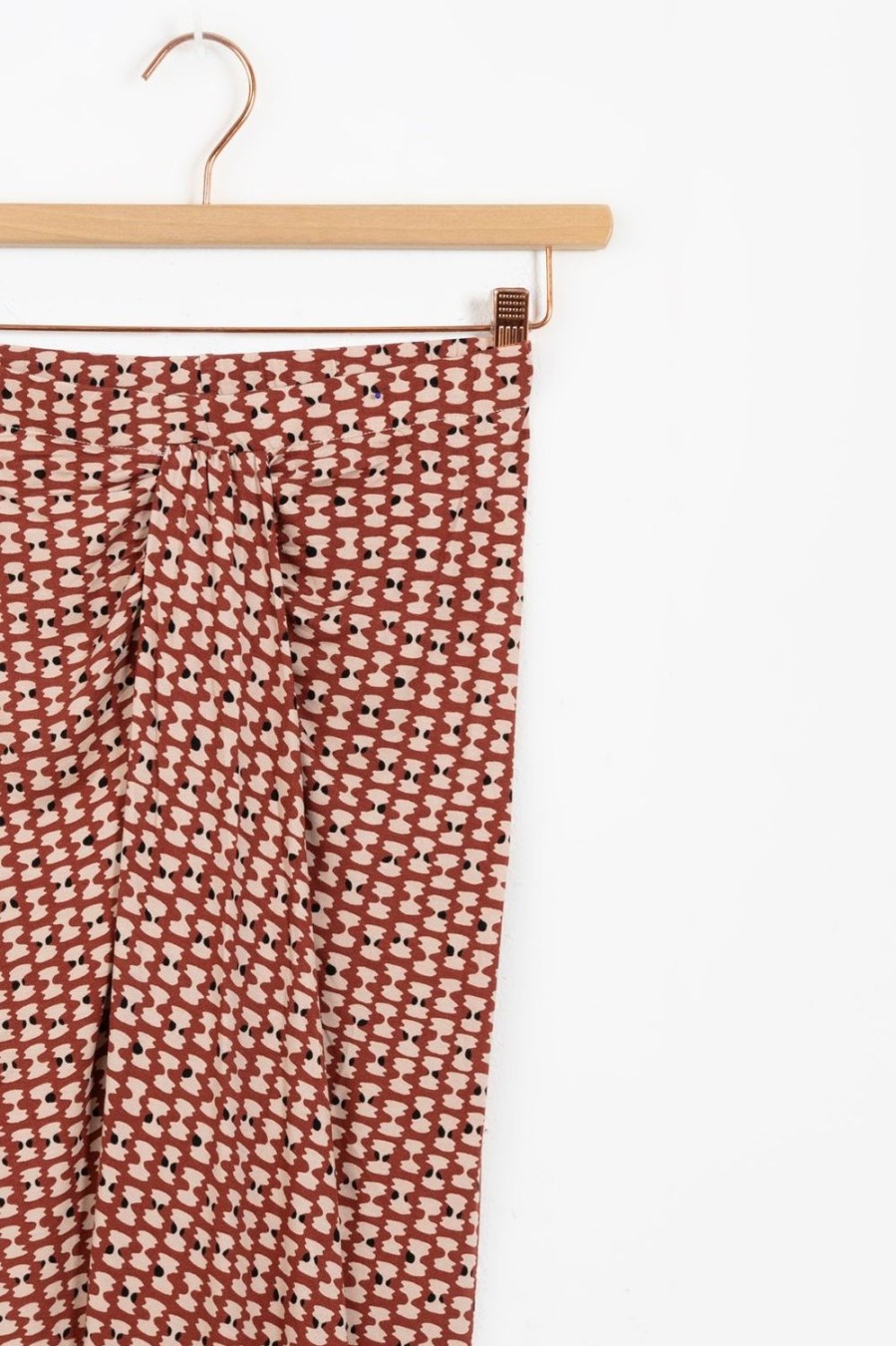 Sissy-Boy Rokken | Terracotta Midi Rok Met Print En Knoopdetail