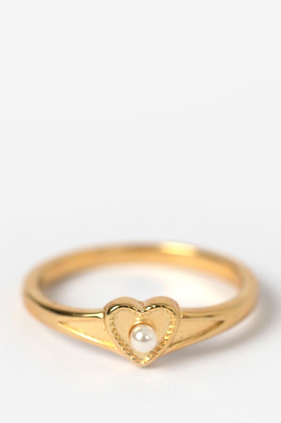 Sissy-Boy Sieraden | Gold Plated Ring Met Hartje En Parel