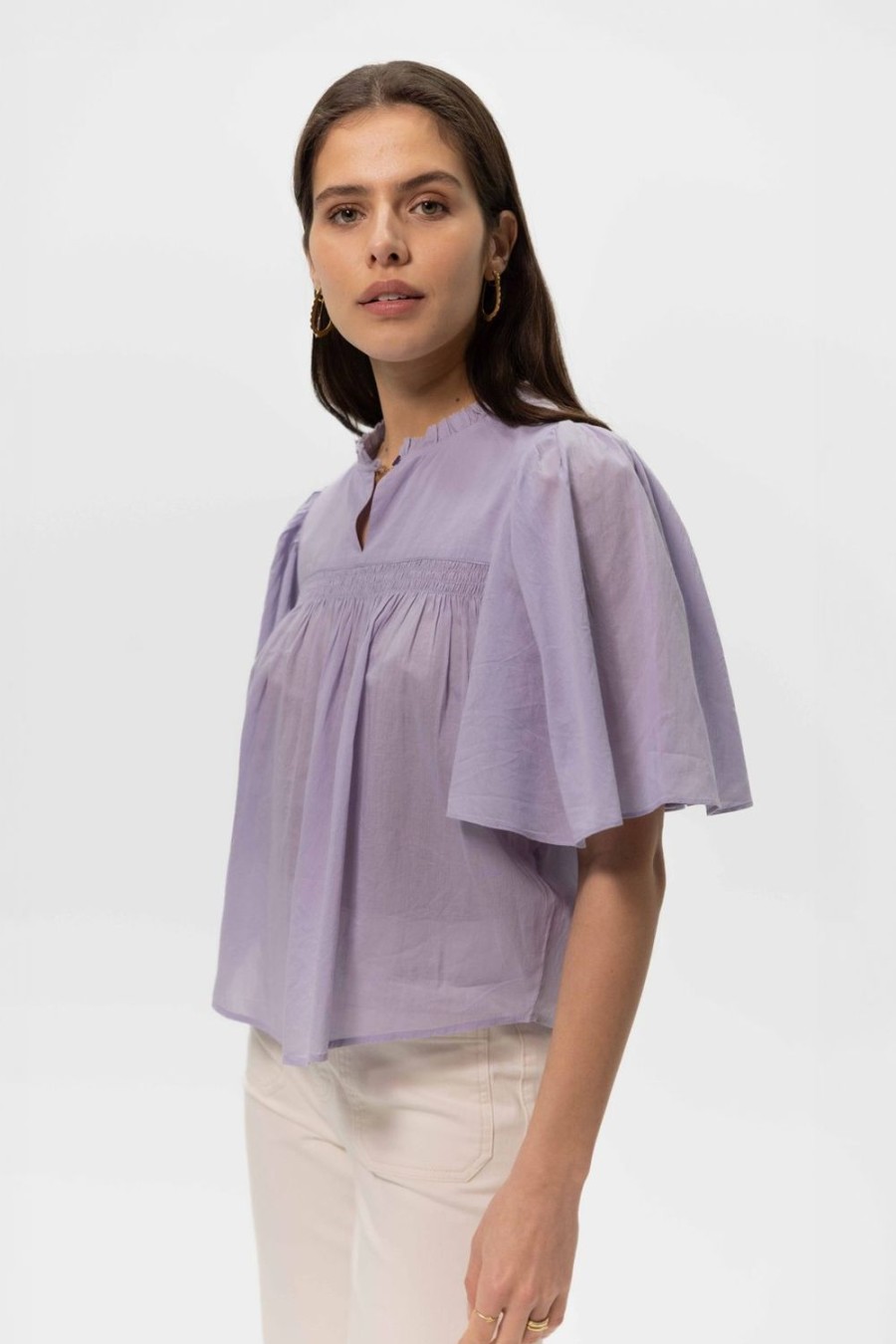 Sissy-Boy Blouses | Lavendel A-Lijn Blouse Met Fladdermouwen