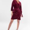 Sissy-Boy Jurken | Donkerrode Velvet Jurk Met Strikdetail