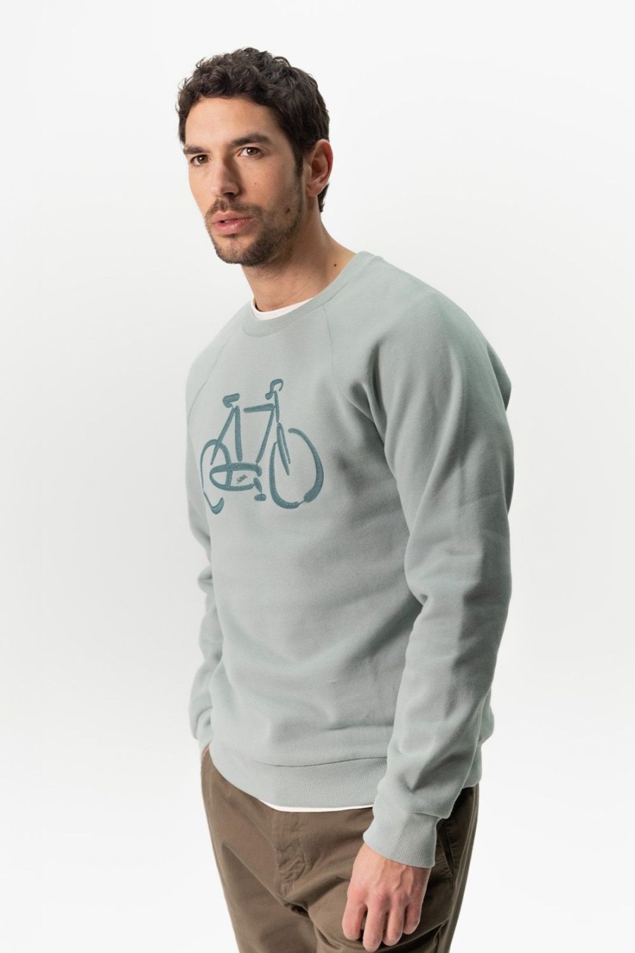 Sissy-Boy Truien En Vesten | Grijsblauwe Raglan Sweater Met Fiets