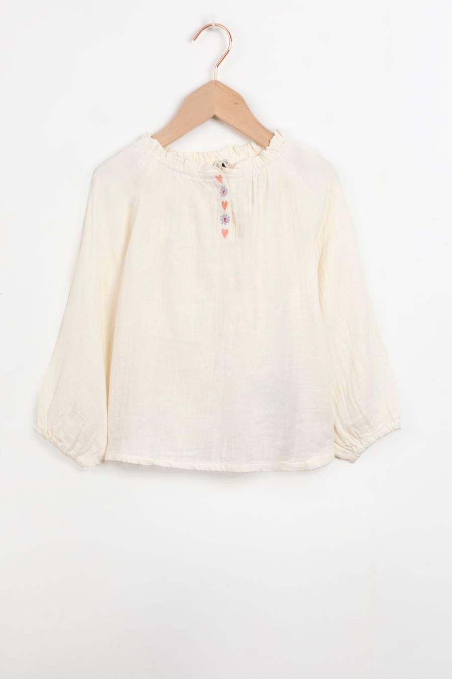 Sissy-Boy Blouses | Off-White Cropped Blouse Met Embroidery