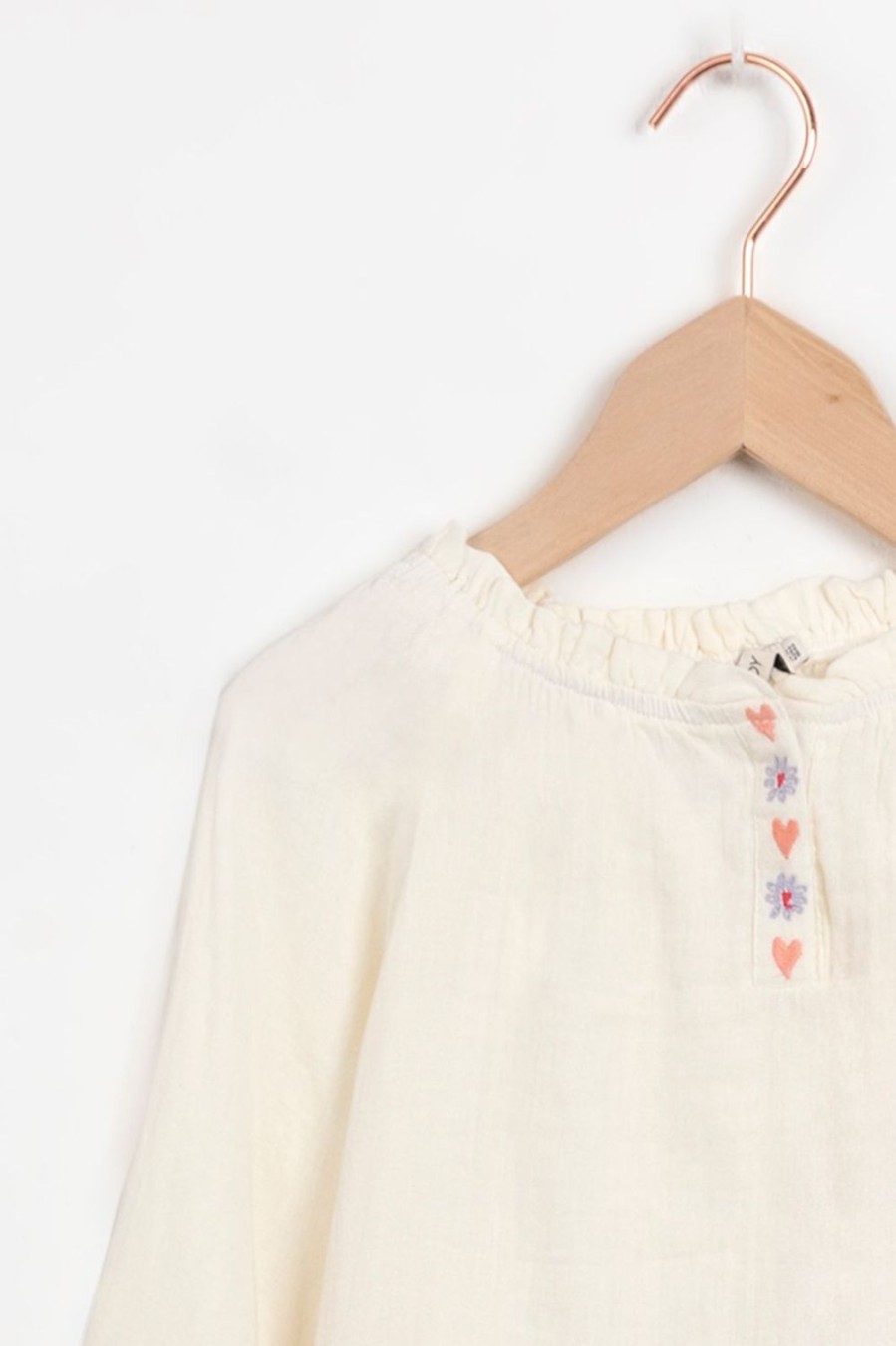 Sissy-Boy Blouses | Off-White Cropped Blouse Met Embroidery