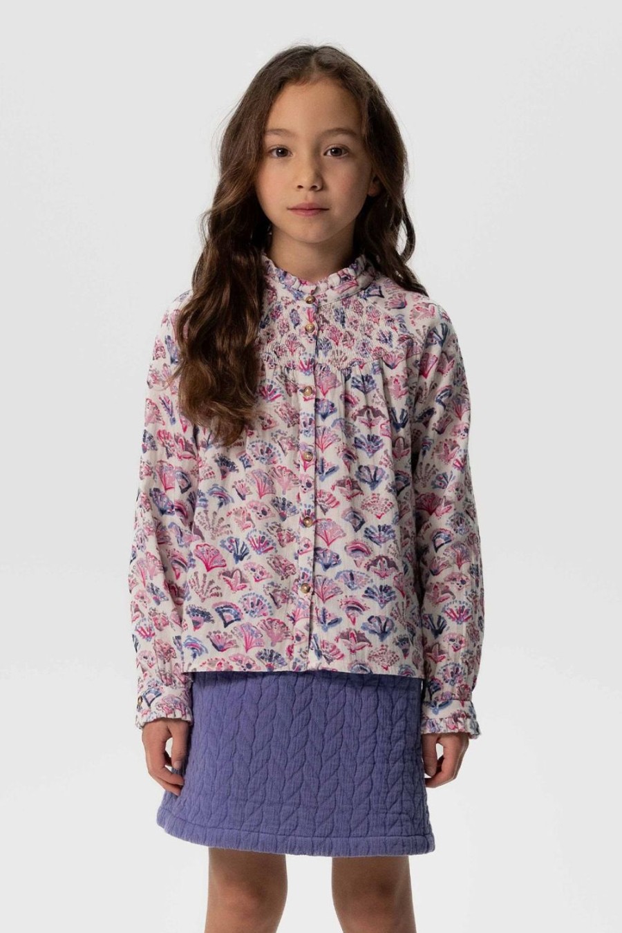 Sissy-Boy Blouses | Multicolour Blouse Met Print En Smock Detail