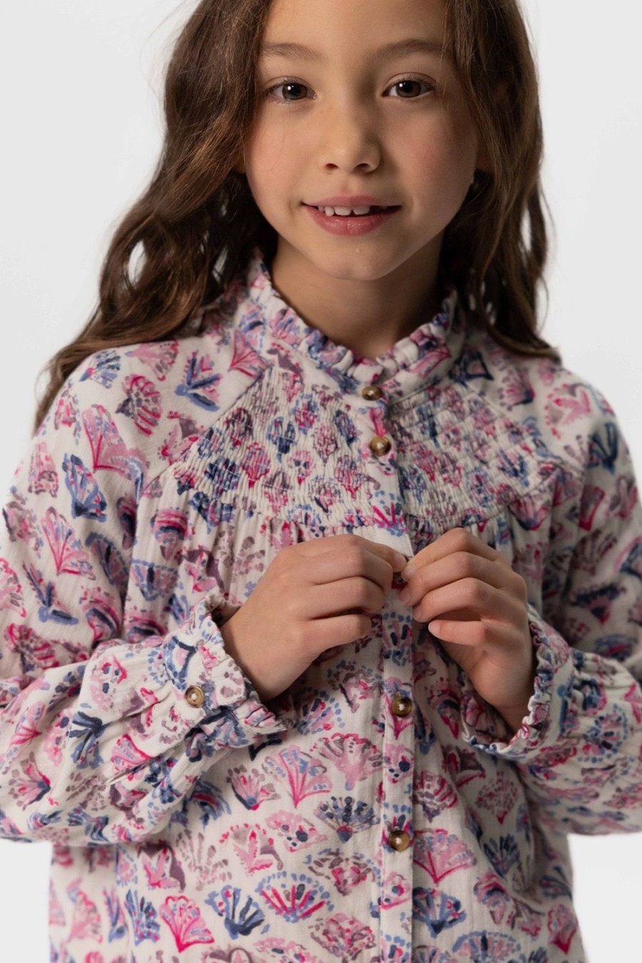 Sissy-Boy Blouses | Multicolour Blouse Met Print En Smock Detail