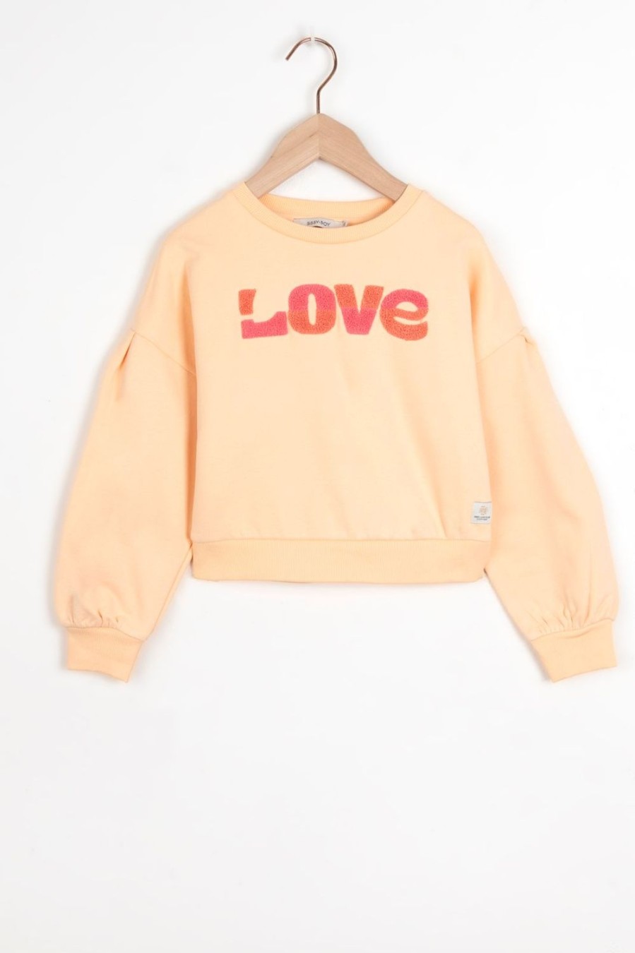 Sissy-Boy Truien En Vesten | Pastel Oranje Sweater Met Badstof Print