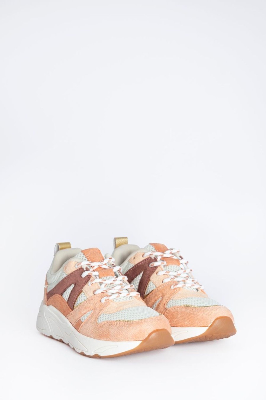 Sissy-Boy Schoenen | Zacht Oranje Sneakers Met Paarse Details