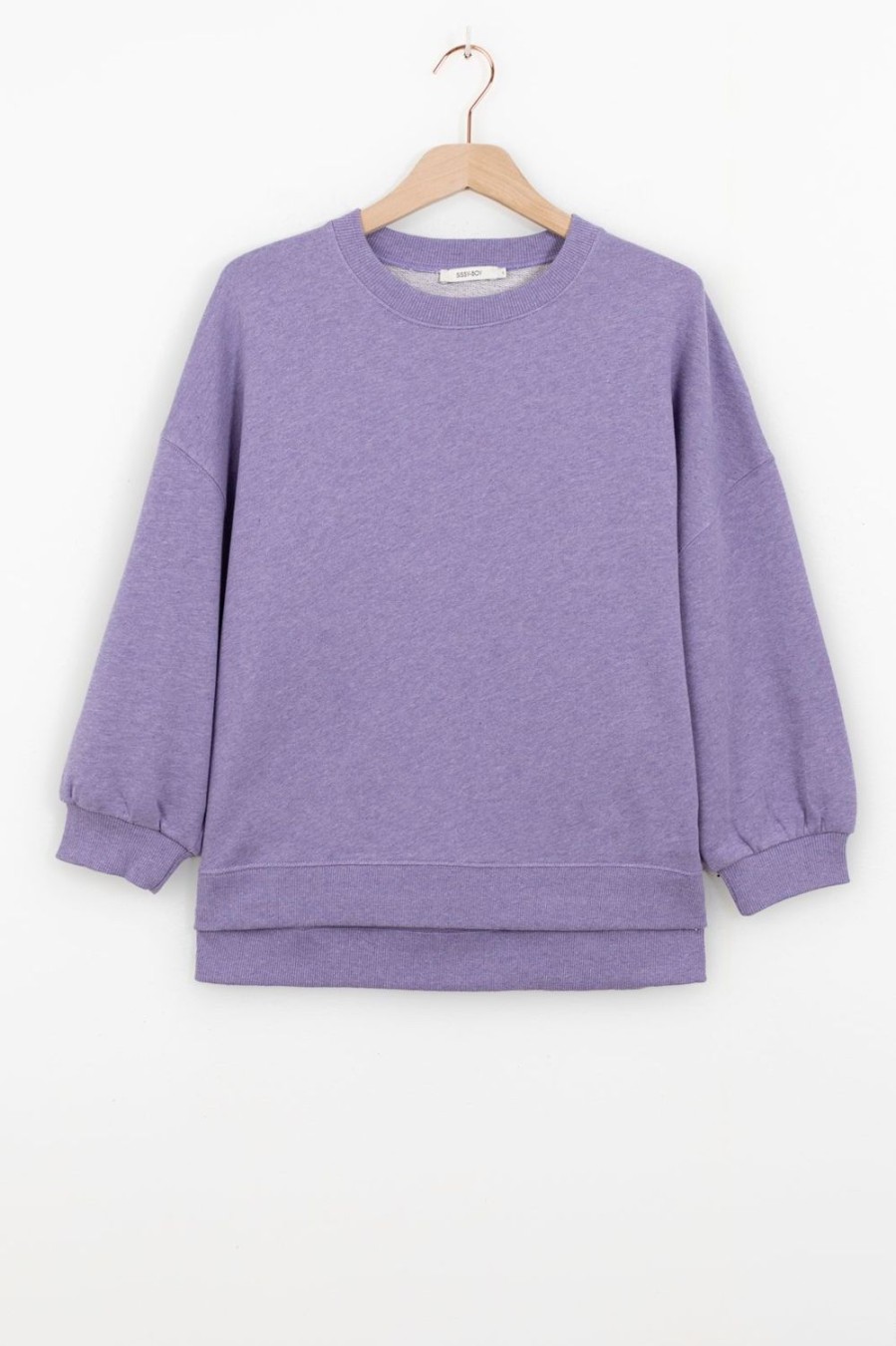 Sissy-Boy Truien En Vesten | Lavendel Oversized Sweater Met Driekwart Mouwen