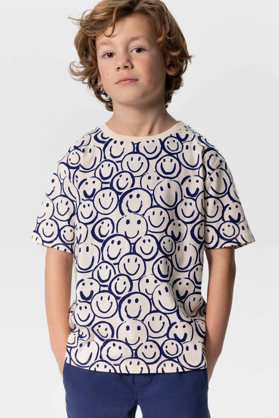 Sissy-Boy T-Shirts En Polo'S | Oversized T-Shirt Met Donkerblauwe Smileyprint