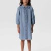 Sissy-Boy Jurken | Lichtblauwe Denim Jurk Met Pofmouwen En Ruffles