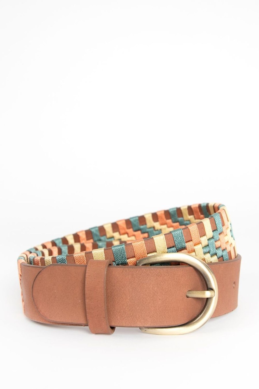 Sissy-Boy Riemen | Bruine Leren Riem Met Multicolour Patroon