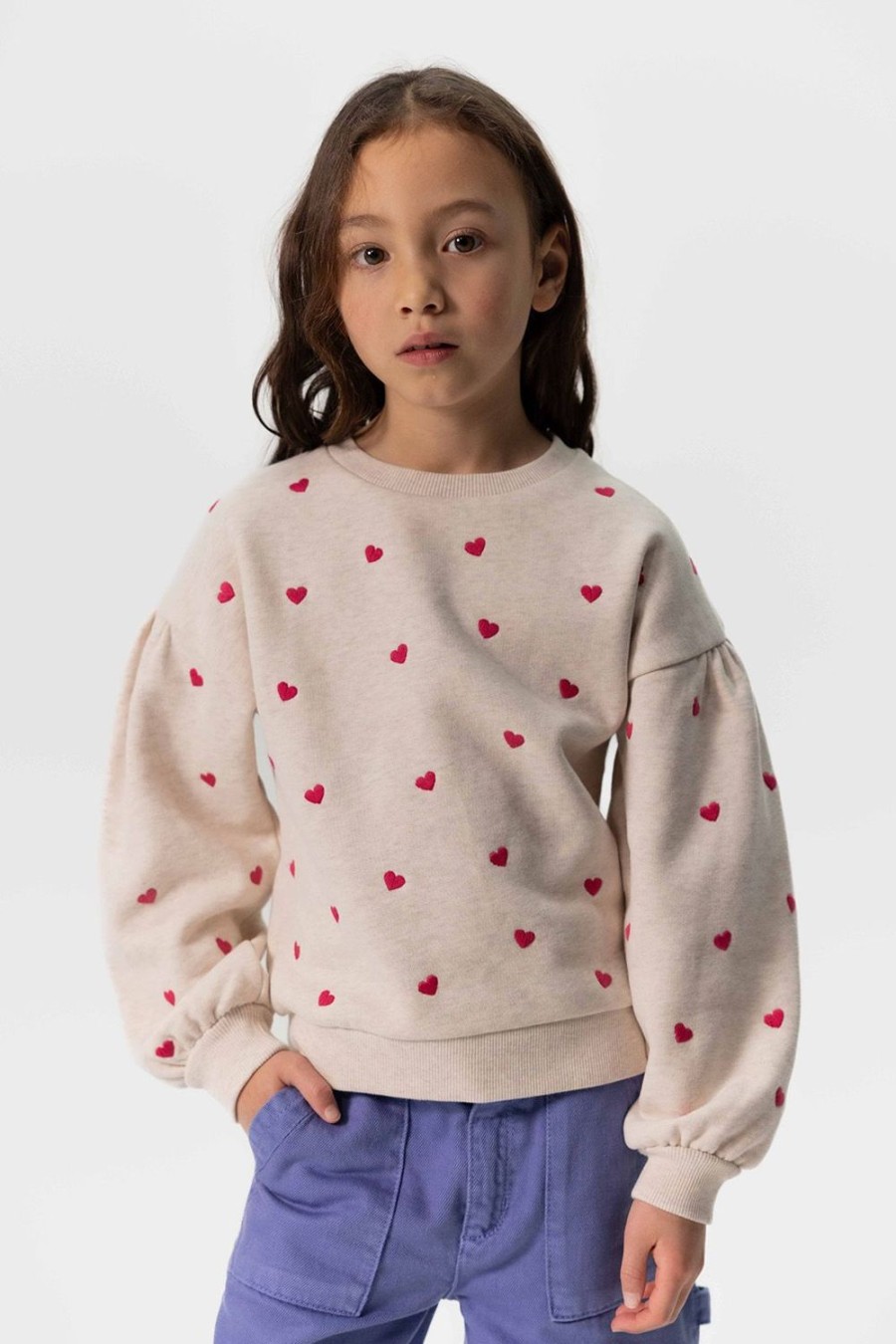 Sissy-Boy Truien En Vesten | Sweater Met Pofmouwen En Hartjes Embroidery