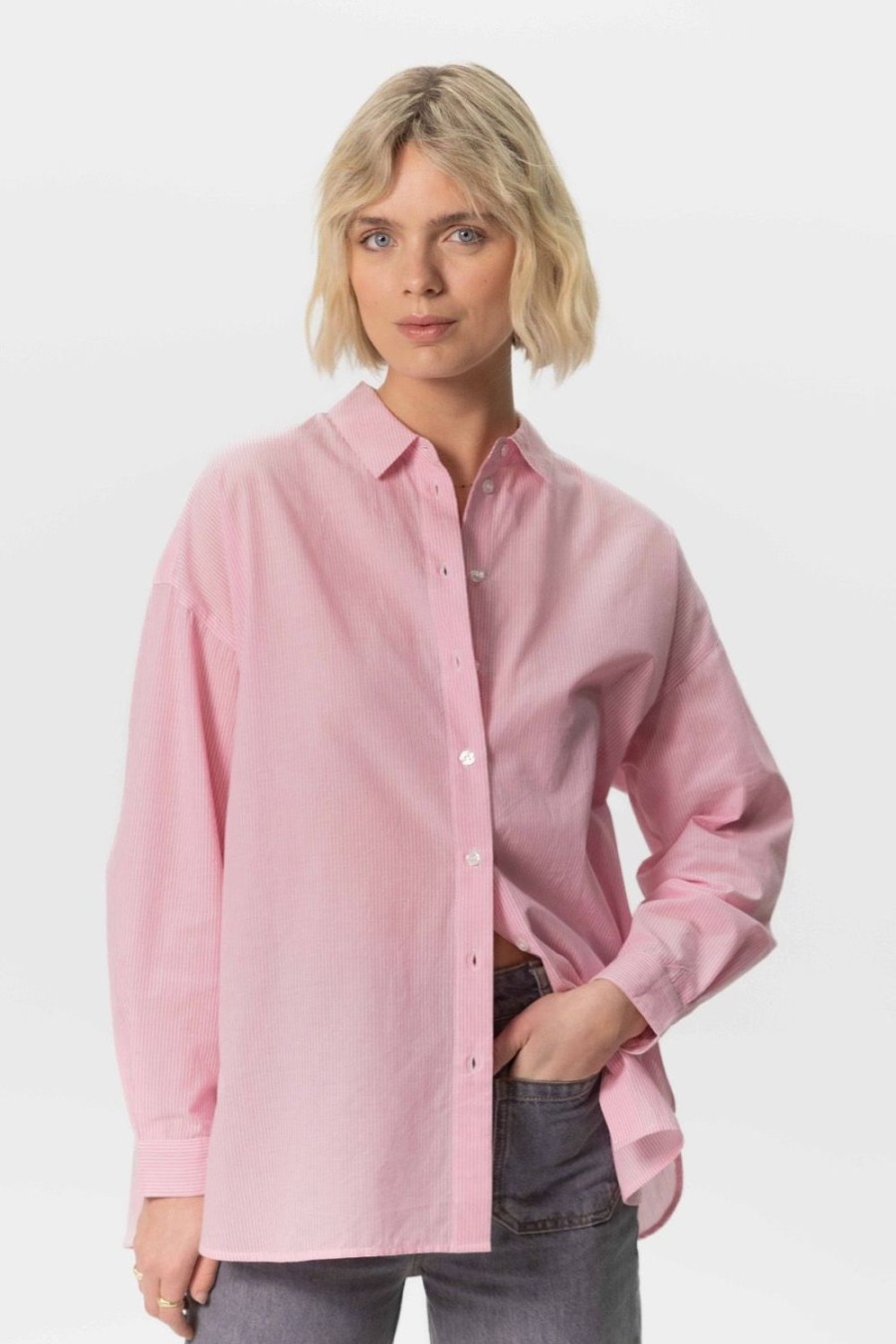 Sissy-Boy Blouses | Licht Gestreepte Oversized Blouse