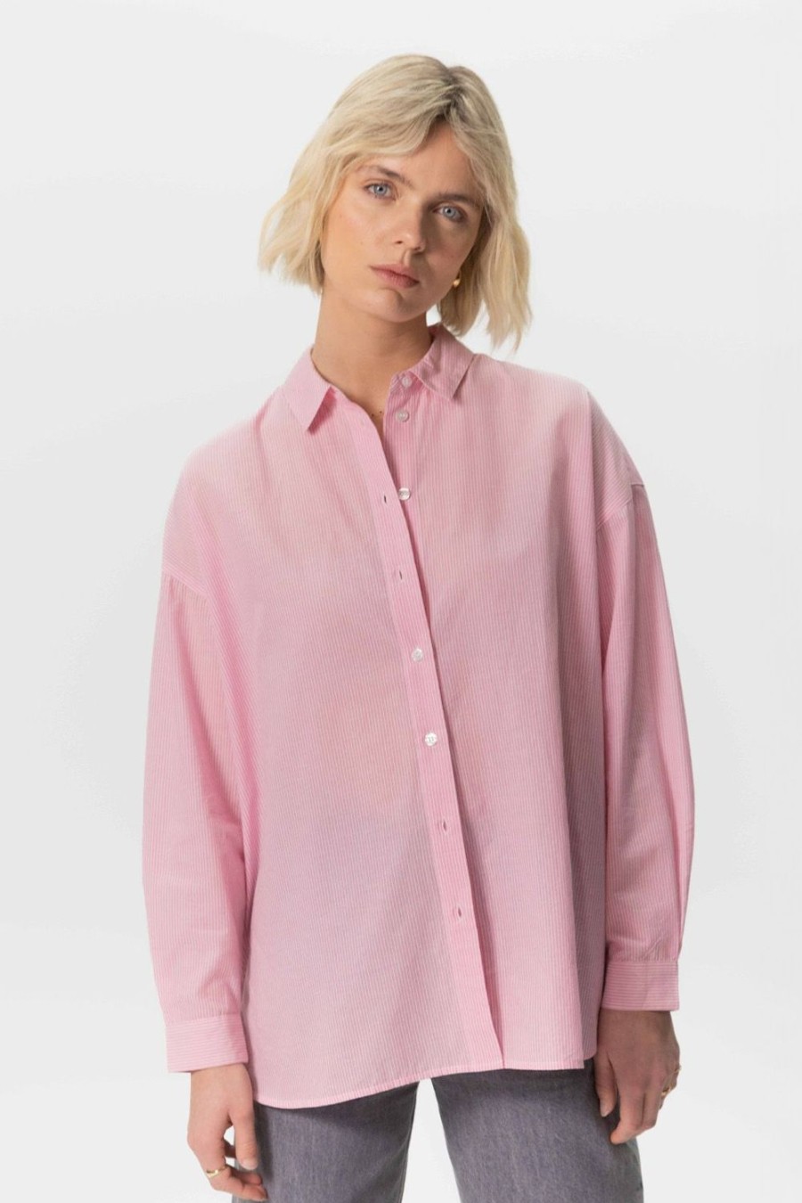 Sissy-Boy Blouses | Licht Gestreepte Oversized Blouse