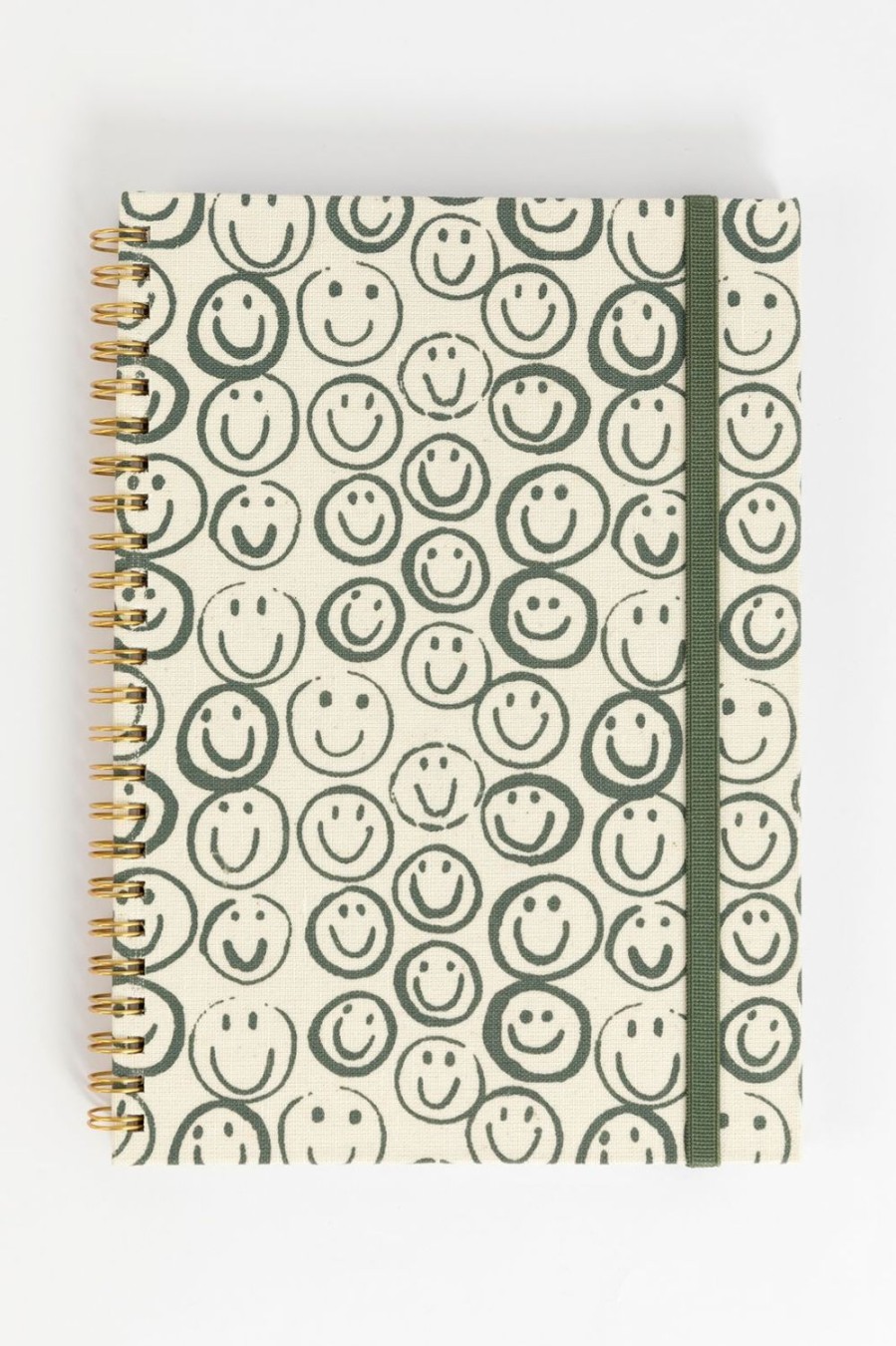 Sissy-Boy Stationery | Linnen Notitieboek Met Groene Smileyprint