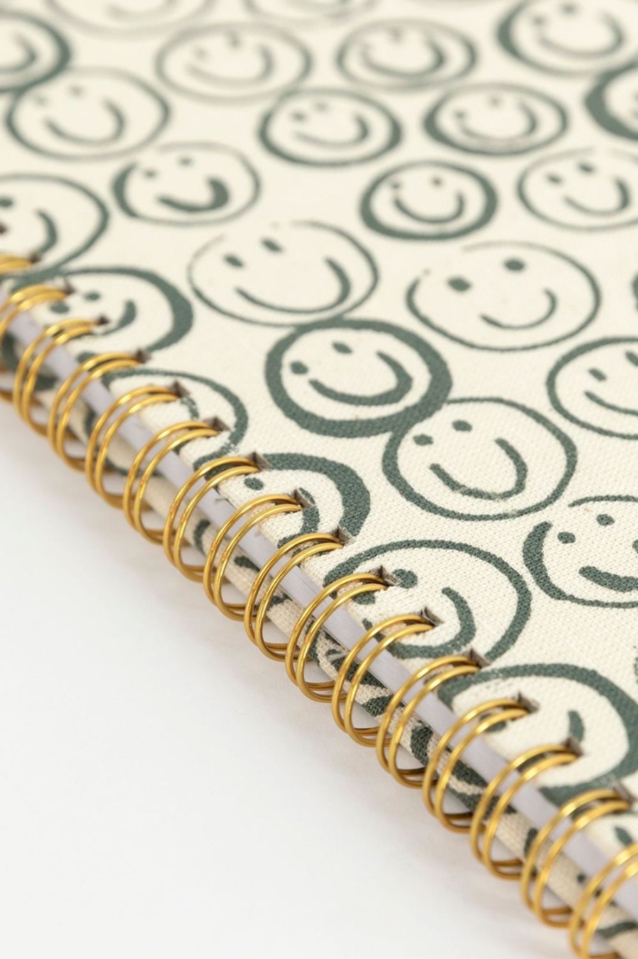 Sissy-Boy Stationery | Linnen Notitieboek Met Groene Smileyprint