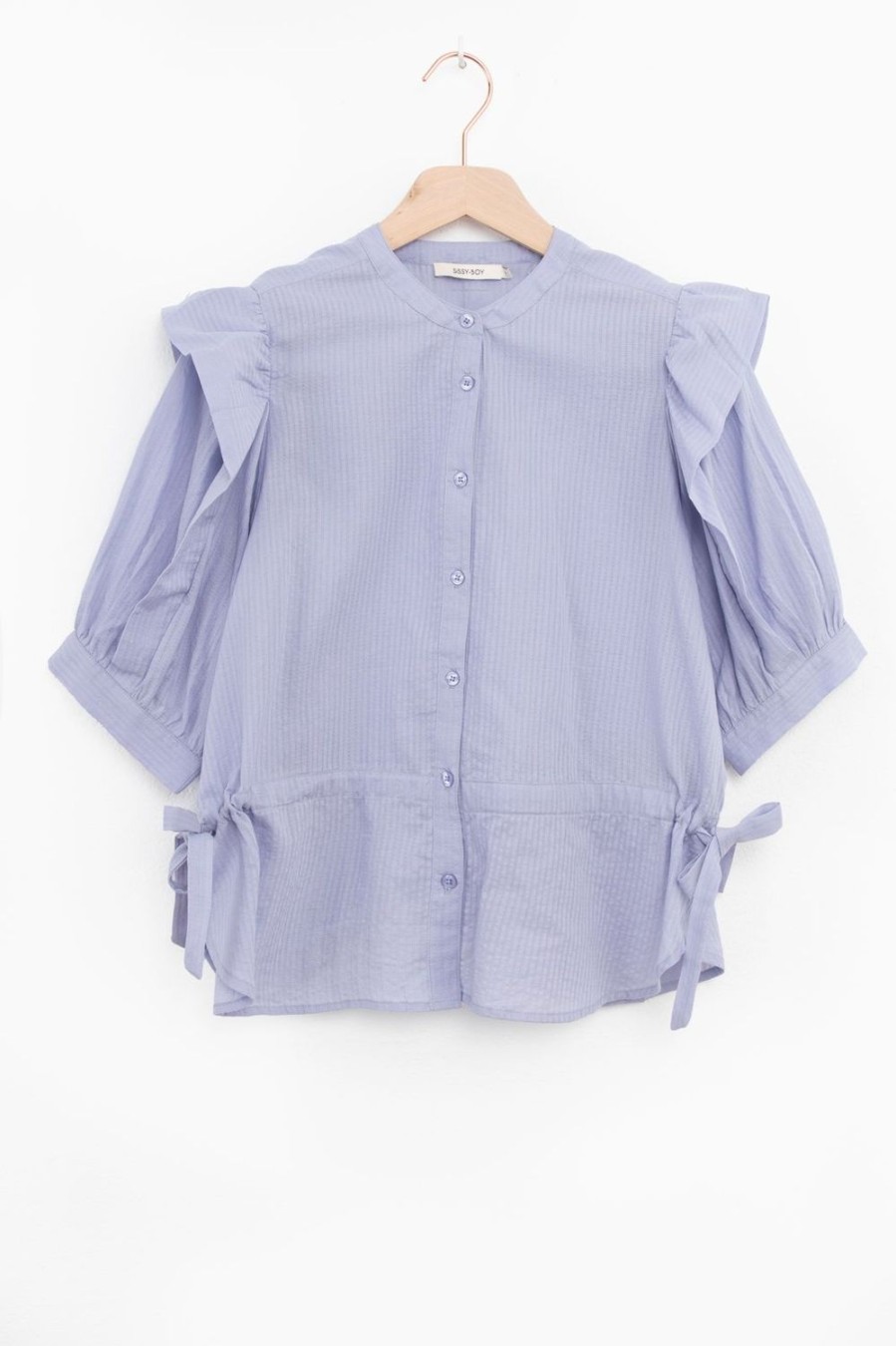 Sissy-Boy Blouses | Lavendel Ruffle Blouse Met Korte Pofmouwen