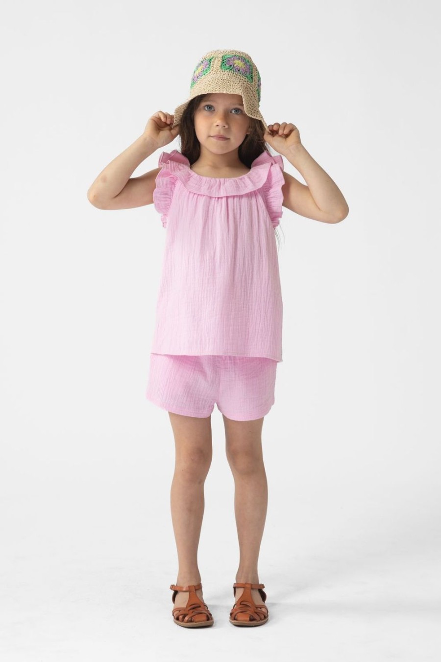 Sissy-Boy T-Shirts En Tops | Lichtroze Mousseline Top Met Ruffles