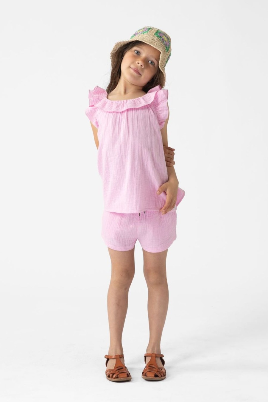 Sissy-Boy T-Shirts En Tops | Lichtroze Mousseline Top Met Ruffles