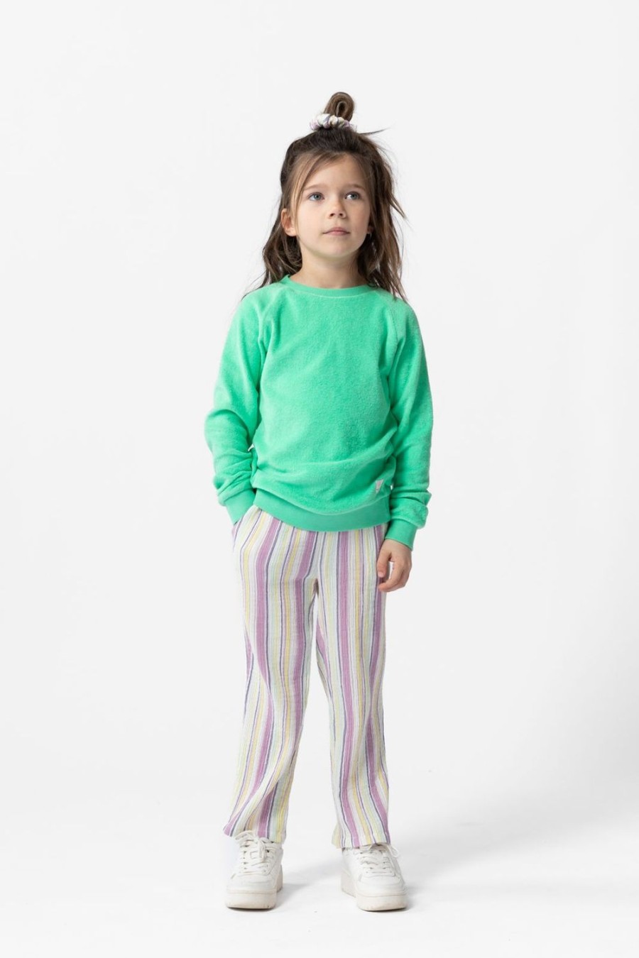 Sissy-Boy Broeken | Paars Geel Gestreepte Mousseline Broek